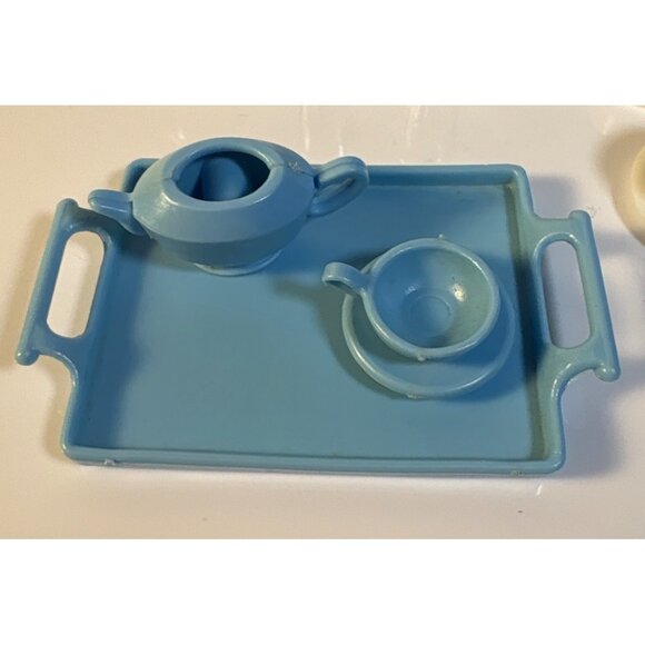 Marx Dollhouse Dish Set Plates Glasses Cups Saucers Glasses Tea Pot Tray 19 Pc - Picture 2 of 9